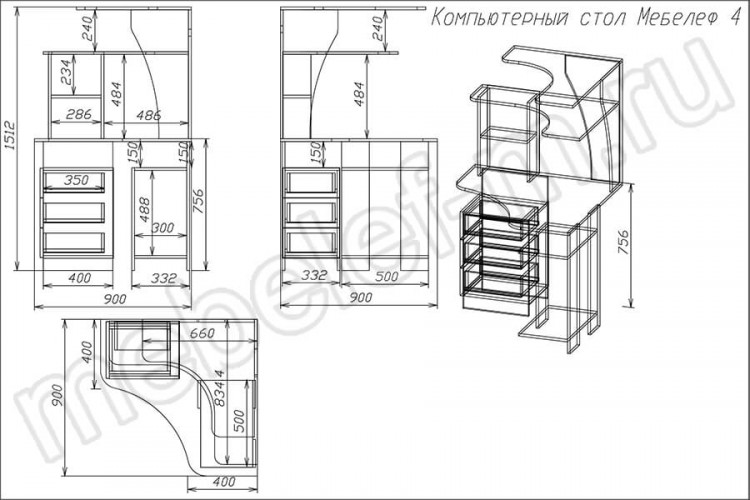 Компьютерный стол Мебелеф-4